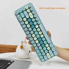 Wireless Keyboard and Mouse, Cute Colorful 68 Round Keycap Compact Keyboard