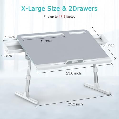 Foldable Laptop Bed Tray Desk, Adjustable Laptop Bed X-Large(15.7"x23.6") Gray - Picture 7 of 7