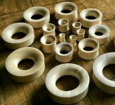PAIR Blond Crocodile Wood Tunnels Ear Plugs Earlets Gauges 6g thru 2'' (p1016)