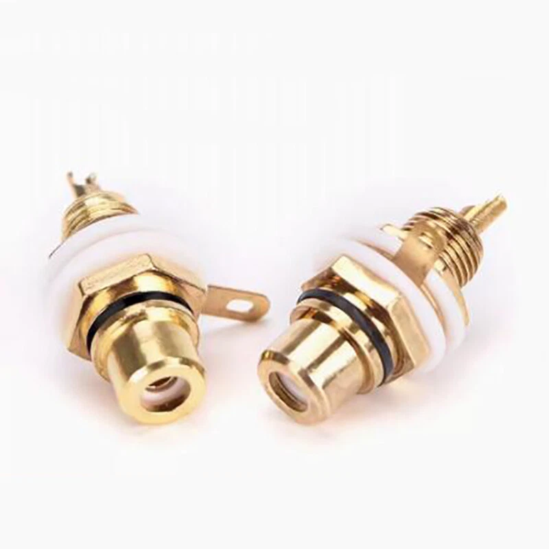 RCA Gold Plated Female Socket AV Jack Connector Chassis Panel Mount Black / Red - Image 2 of 4