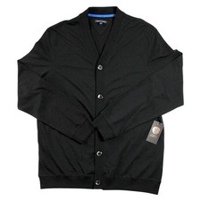 Vince Camuto Sweater Mens M Black Cardigan V-Neck Button Cotton Blend 108 NEW