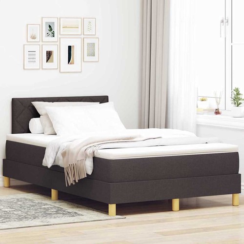 Letto a molle con materasso Marrone scuro 120 x 200 cm Tessuto