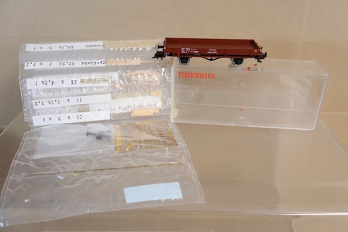 FLEISCHMANN 5214K DR FLACHWAGEN 48775 ERFURT mit M+F WAGEN LADUNG TEILESATZ OVP | Condition: Used