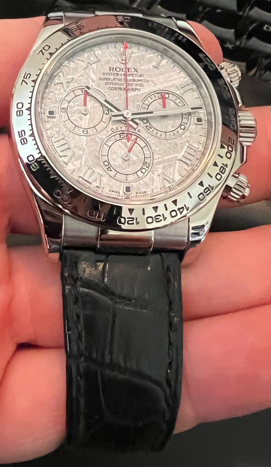 ROLEX 18K White Gold Daytona 116519 Meteorite Roman Dial 40MM Rare image 3