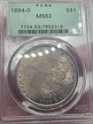 1884-O Silver Morgan Dollar Coin MS 63 PCGS Certified ☆ Rainbow Toned Dual Side
