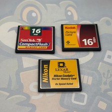 LOT of 3 16MB Compact Flash Cards - Various Brands - Untested - GC626