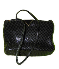 Vintage Black Metal Mesh Sequin Purse Shoulder Bag Clutch 8x5 Evening