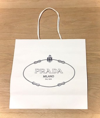 Neue, authentische ''PRADA'' große Präsentations-Shopping-Tasche, weiß, geprägt