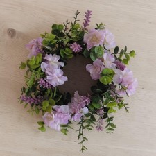 Lavender Mini Wreath Eucalyptus Berries Blossoms Candle Ring