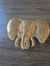 Elephant Head Safari Animal with Clear Rhinestone Eyes LARGE Belt Buckle w/ Clip
