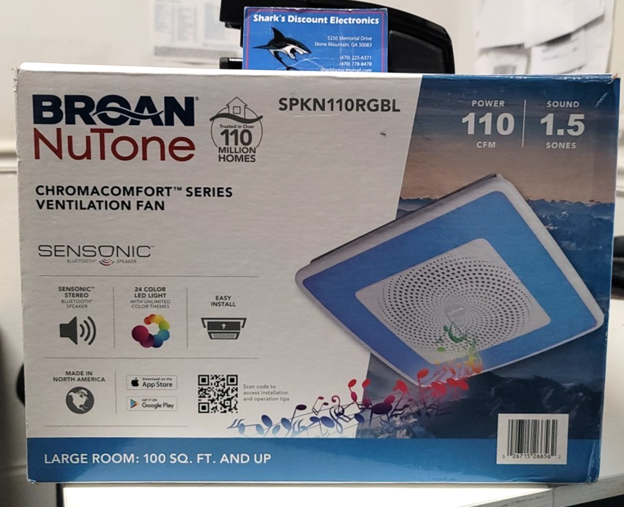 NuTone SPKN110RGBL Chromacomfort Ceiling Bath Fan with Sensonic