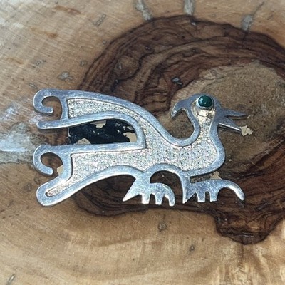 Vintage Südamerikanische Sterling Silber 925 Brosche eines mythischen Vogels Ecuador