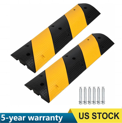 2 Pack Modular Rubber Speed Bump Driveway Cable Protector Ramp 3.3ft 2 Channel