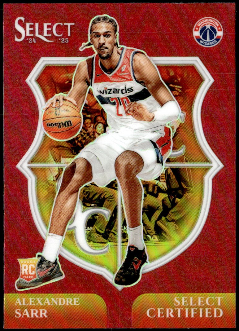 2024-25 Panini Select #7 Alexandre Sarr Select Certified Red Prizms Rookie F5