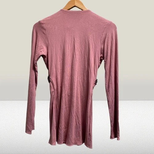 Sky Plunge Neck Chain Detail Top Tunic Sexy Dusty Rose Pink New Small - Image 3 of 4