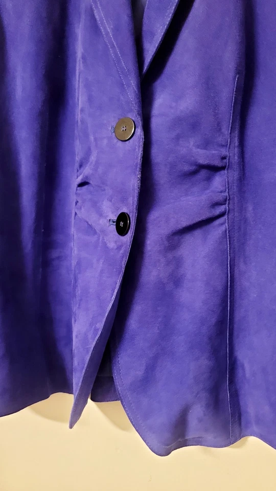 Abrigo chaqueta vintage Ann Klein de gamuza de cuero para mujer talla L púrpura hermoso defecto” Foto 3 de 4