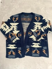 Davi And Dani Cardigan Sweater Womens 1XL Multi Aztec Themed Tight Knit Acrylic