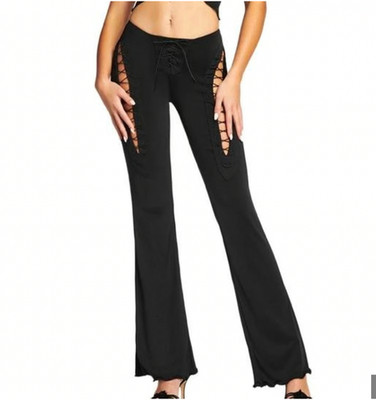 I.AM.GIA Nyx Pants Womens Small Black Lace Up Cutout Wide Leg Party Clubwear Y2K
