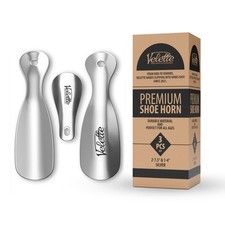 Velette 3-Pack Metal Shoehorn - 2 Set 7.5" Long Shoe ,1 Set 4" Travel Shoe Horn
