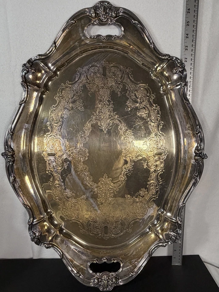 Plato para servir Chantilly Gorham plateado Grand YC1397/1 - 27 pulgadas Foto 3 de 4