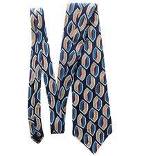 John Henry Tie Necktie 100 Silk Designer VTG Jacquard Geometric Mens Mod USA