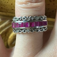 Natural Ruby Sterling Silver Ring Size 6