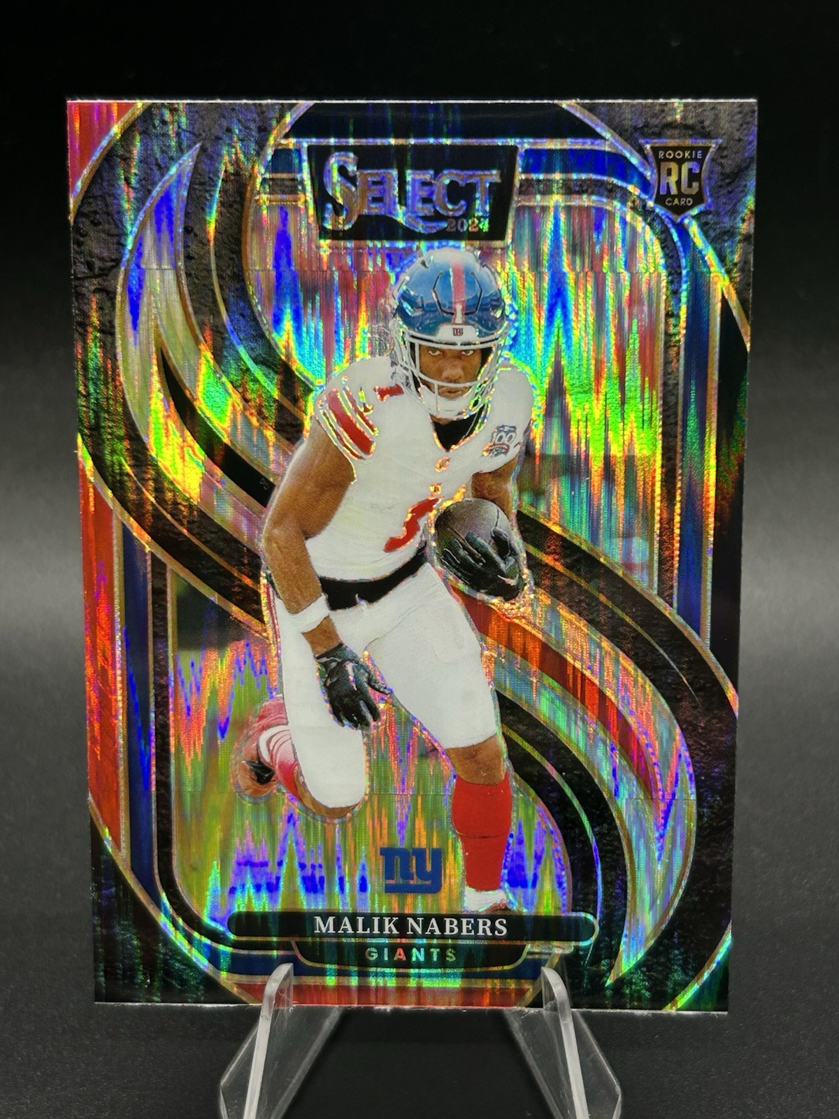 2024 Panini Select - Premier Level Malik Nabers #116 Red & Blue Shock Prizm (RC)