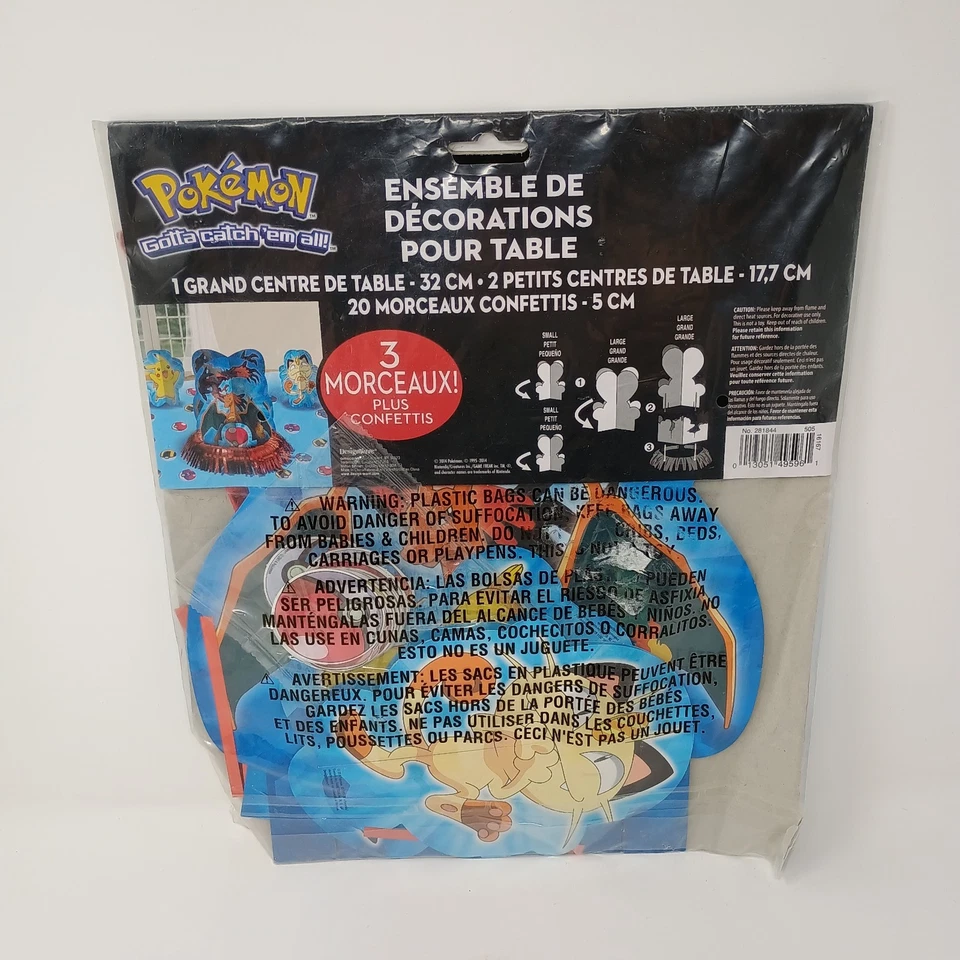 POKEMON Table Decorating Kit 3pc + Confetti NEW Pikachu Meowth Charizard 2014 - Image 2 of 4