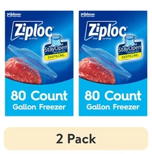 (2 pack) Ziploc Freezer Gallon Bag, School Supplies, Stay Open Design, Grip 'n