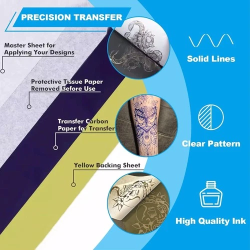 Tattoo Transfer Paper Stencil Carbon Thermal Tracing Hectograph Supplies Sheets image 3