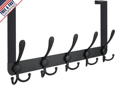 Heavy Duty Over the Door Hooks, Metal Coat Rack for 1-3/8" Doors