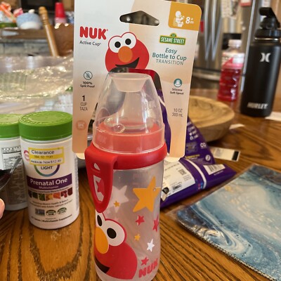 NUK Sesame Street Elmo Easy Bottle to Cup 8+ Months Spill Proof 10 oz NEW