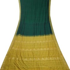 Vintage Green Sarees 100 Pure Cotton Woven Zari Temple Border Sari Craft Fabric