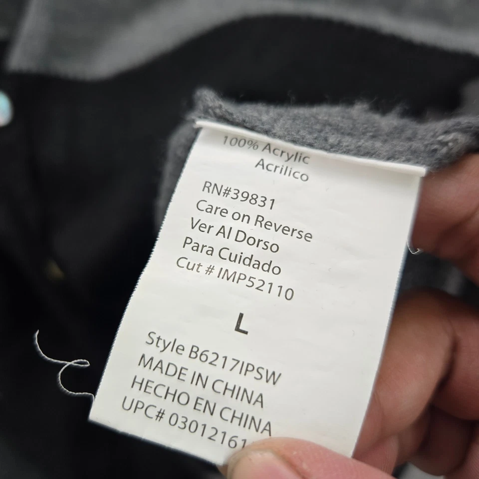 Democracy Women Sweater Large Gray Colorblock Knit Cardigan Long Sleeve V Neck - Image 3 of 4