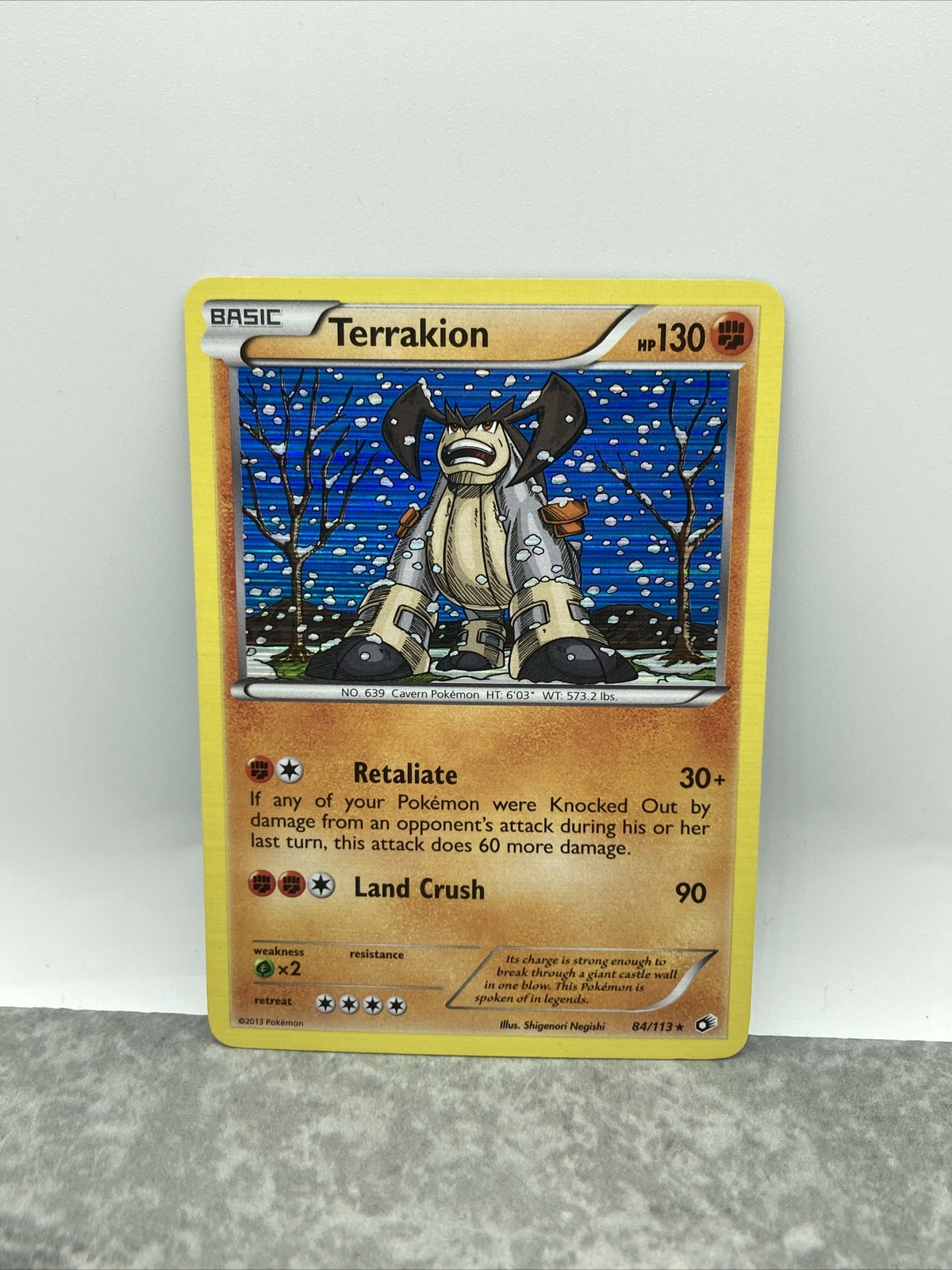 Pokemon Card Legendary Treasures Holographic Terrakion 84/113 Near Mint