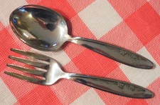 Vintage Lunt Sterling Silver Baby Spoon & Fork No Monogram NICE