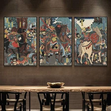 Set 3 Art Silk Canvas Three Kingdom Ukiyoe Japanese Paint poster Unframed P121