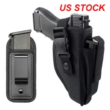 Tactical Belt OWB Right Hand Gun Holster with 9mm Single Magazine Pouch Holder