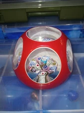 Murano Baccarat Faceted Millefiori Glass Paperweight ??