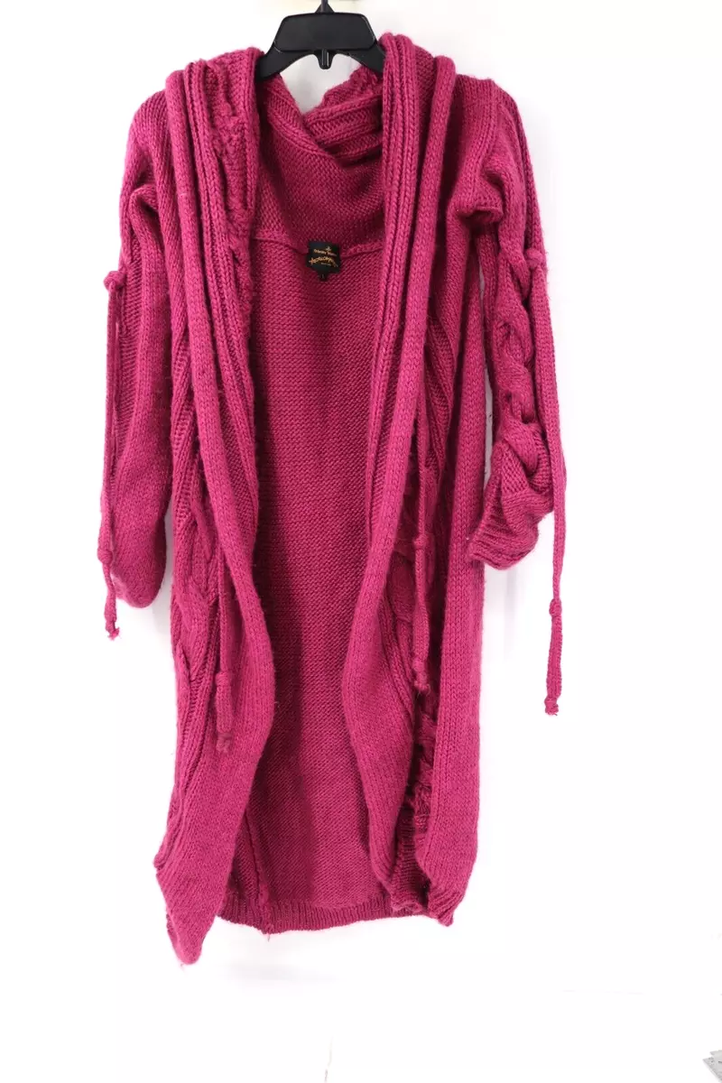 VIVIENNE WESTWOOD Anglomania Cardigan Womens L Thick Cable Knit Deformed  Pink