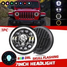 7 Inch Rgb Skull Led Headlights Halo Drl Angel Eye For Jeep Wrangler Jk Tj Lj 7