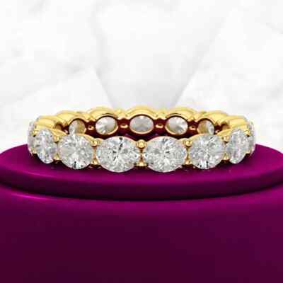 3Ct East West Oval Cut Lab Grown Diamond/CVD Eternity Band 14K