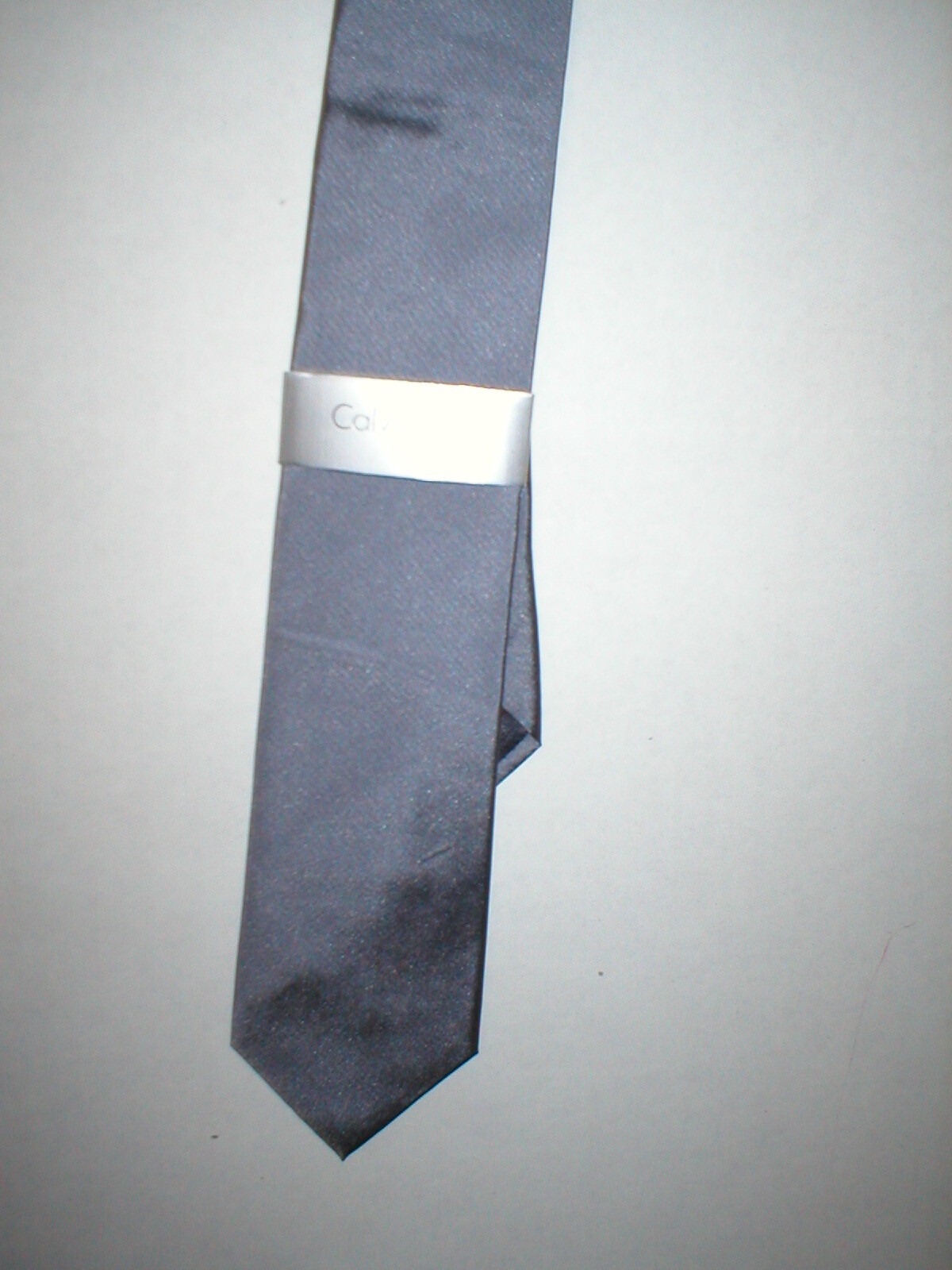 New NWT Mens Designer Calvin Klein Silk Steel Long Neck Tie Sillver Business 