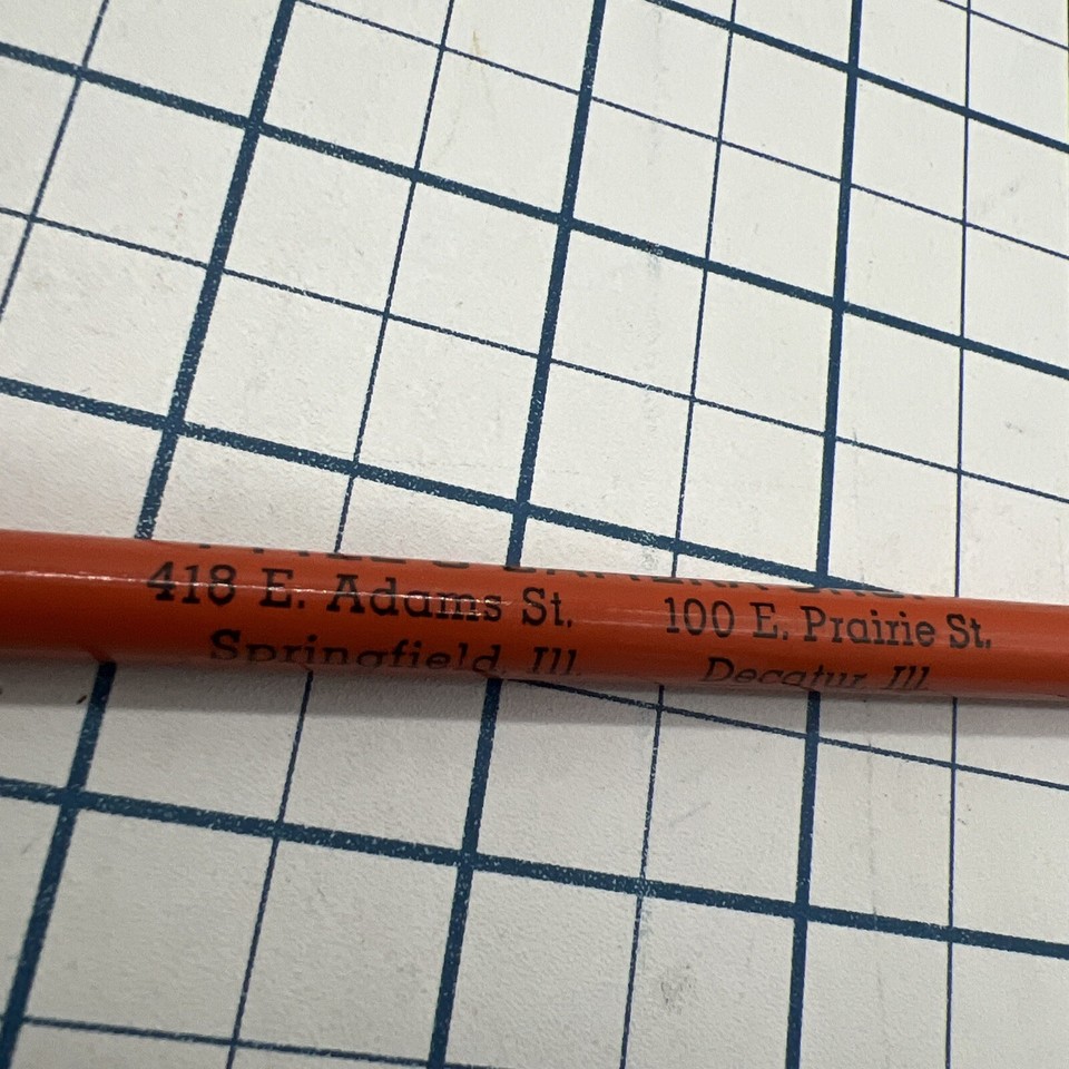 Decatur Springfield Illinois IL Wood Pencil Gold Bond Vintage Pfiles