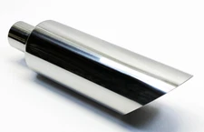 Exhaust Tip 2.50" Inlet 5.00" Outlet 18.00" Long Slant 304 Stainless Steel Chrom