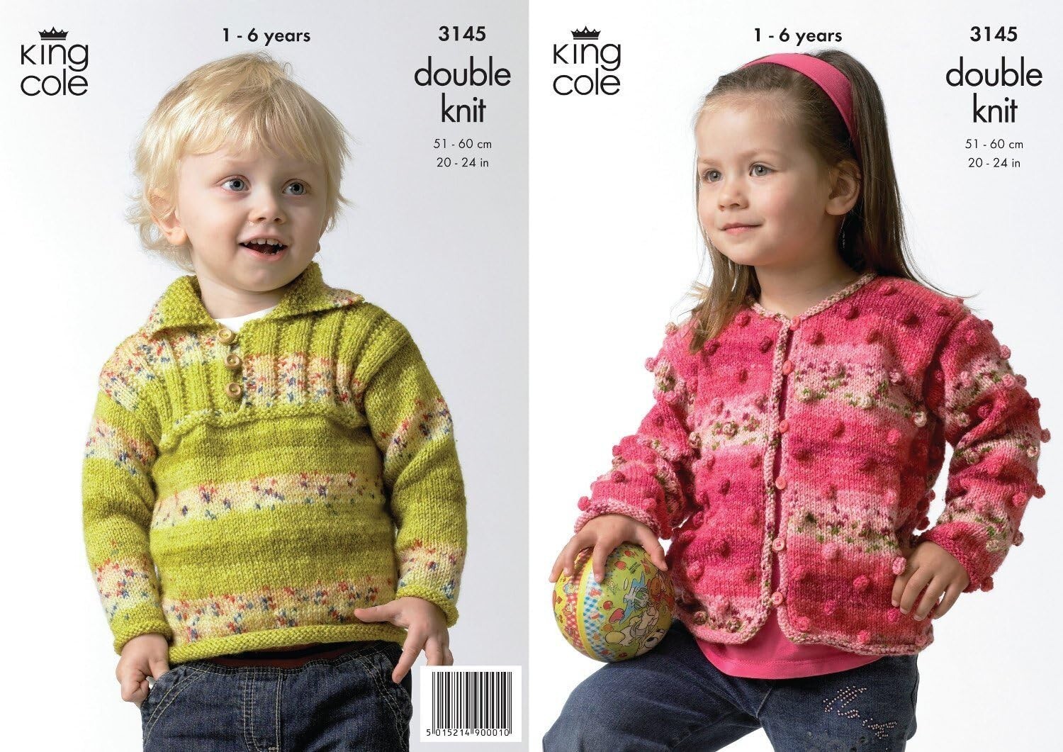 King Cole Baby DK Knitting Pattern - 3145 Childrens Cardigan & Sweater