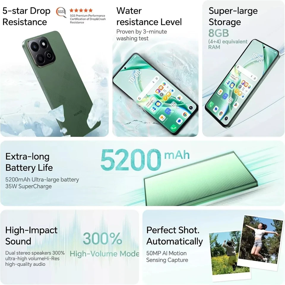 HONOR 200 SMART 5G 4GB RAM 256Gb 6.8 120HZ DUAL SIM GREEN NFC GARANZIA ITALIA - Immagine 3 di 4