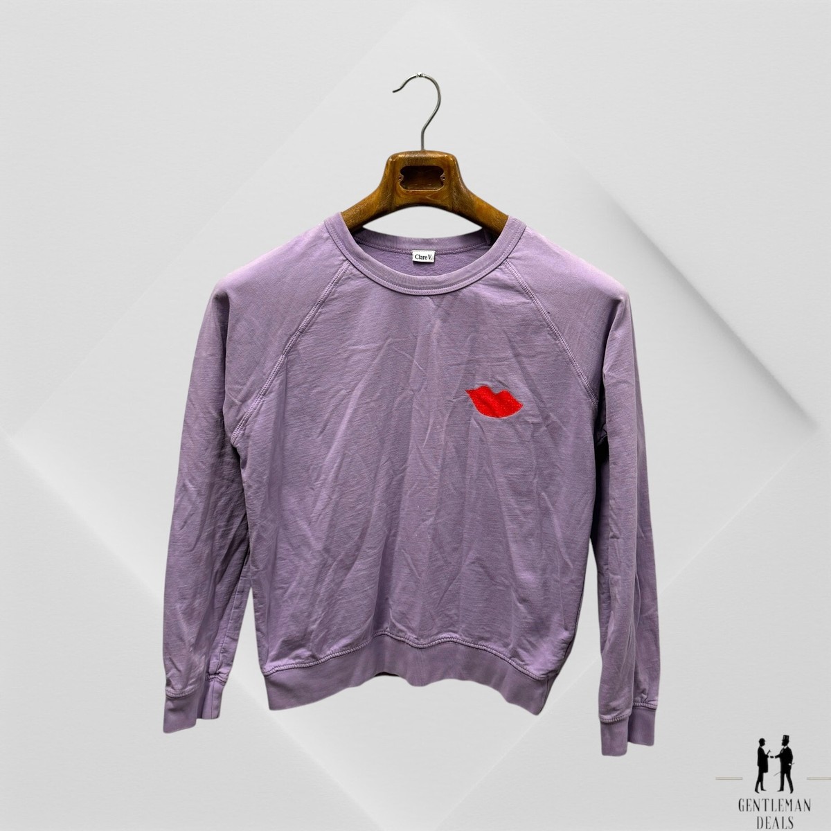 Clare Solid Purple Poppy Lips Sweatshirt Crew Lip illustration