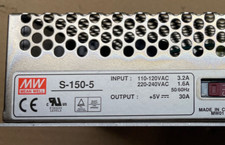 MEAN WELL S-150-5 Switching Power Supply 120/240, 30A Output, USED