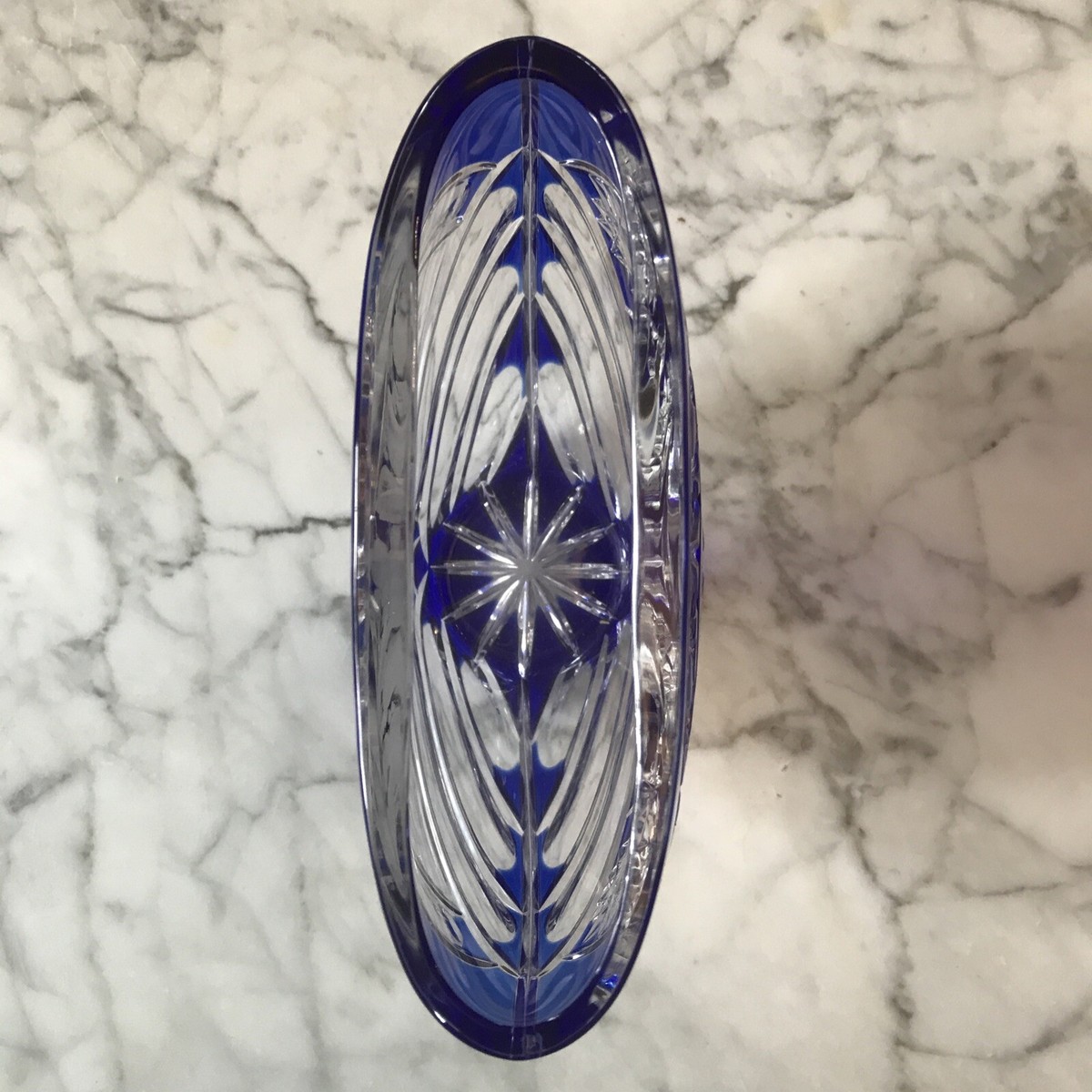 Arnstadt Kristall Cobalt Blue Cut To Clear Crystal Vase Arnstadt Kristall Cobalt Blue Cut To Clear Crystal Vase